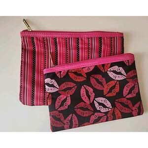 Tartan Twine Makeup Bag Set Of 2 Valentine Kisses Design
